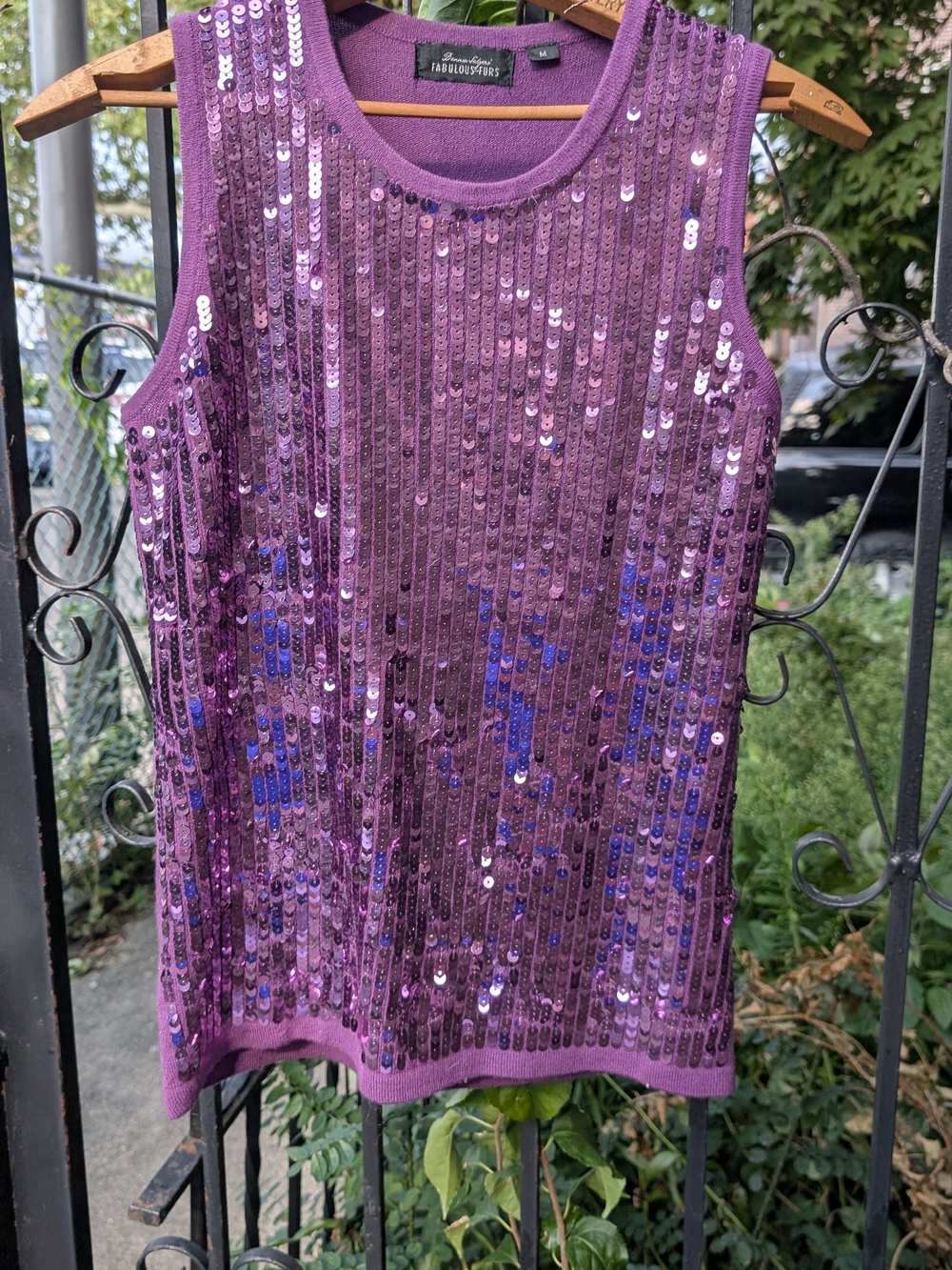 Vintage Fabulous Furs Purple Sequin Tank Top